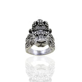Silver plated chain with silver plated KGF LION shape adjustable ring combo set Rhodium Plated Stainless Steel Chain